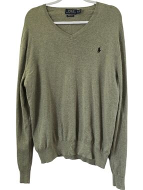 Polo Ralph Lauren Gray Pima Cotton Sweater Men’s XL Luxury Soft Knit Classic